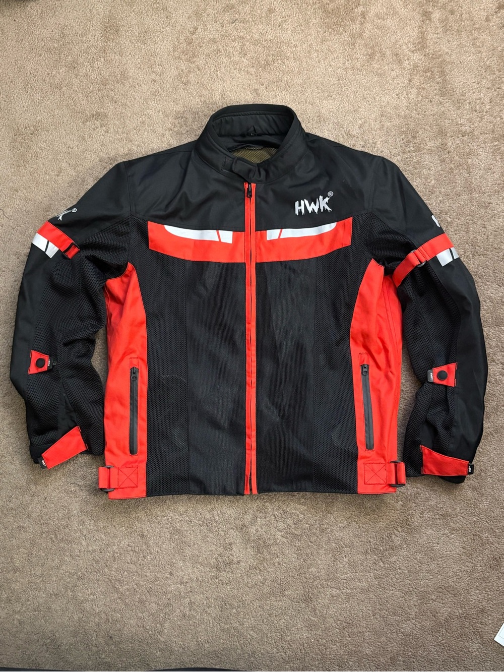 HWK Mesh Motorcycle Jacket Riding Air Motorbike Jacket Biker Armored Large Red